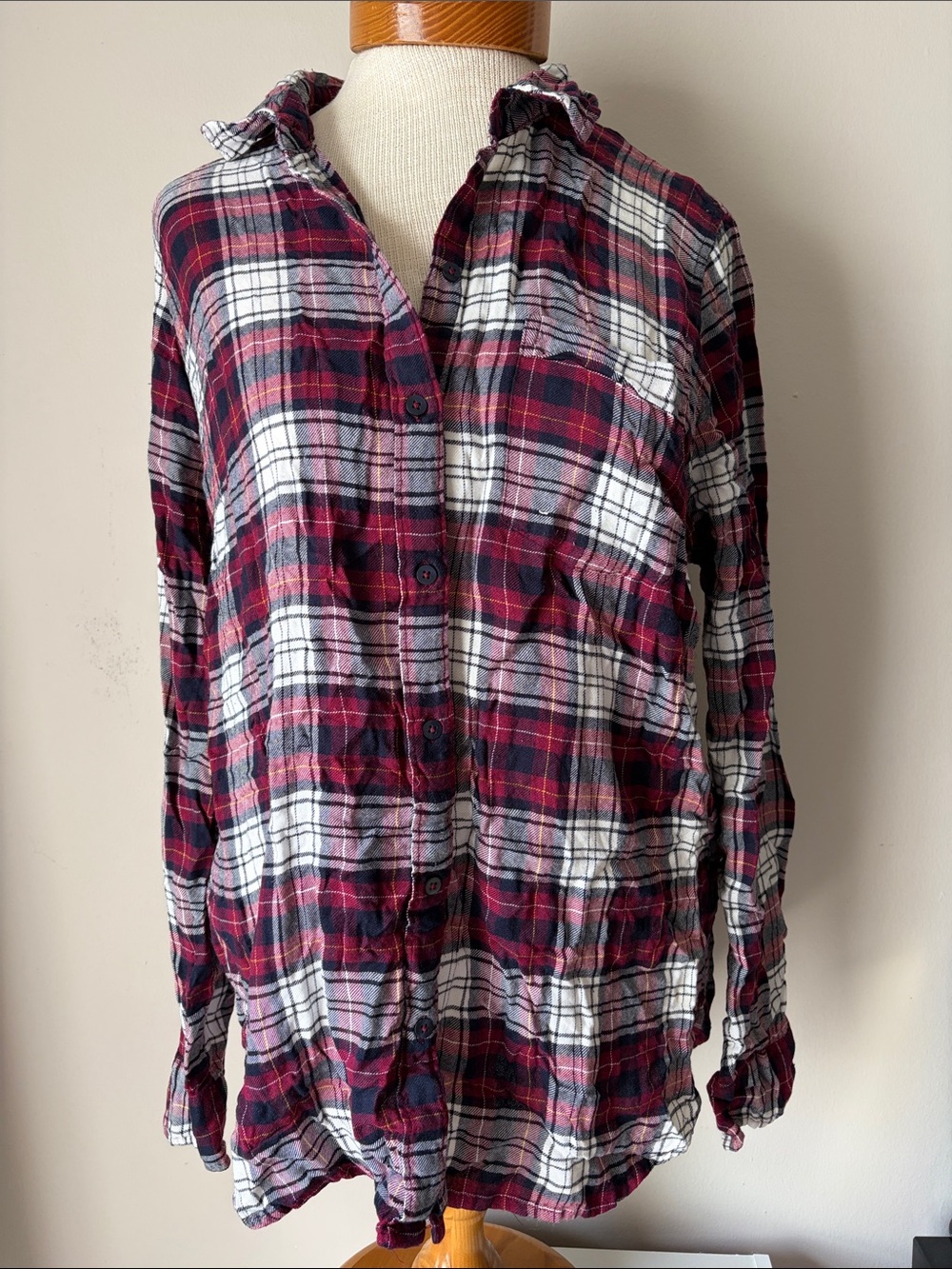Red and Black Plaid Button-Up Shirt by Lucky Brand Pendleton size large